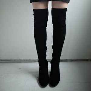 Black Suede Thigh High Boots